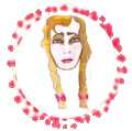 Portrait einer jungen Frau mit langen an den Seiten herrunter hängenden geflochtenen Zöpfen. Das Portrait ist eine Zeichnung mit Buntstiften gezeichnet und das Bild ist eingebunden als rundes Icon.